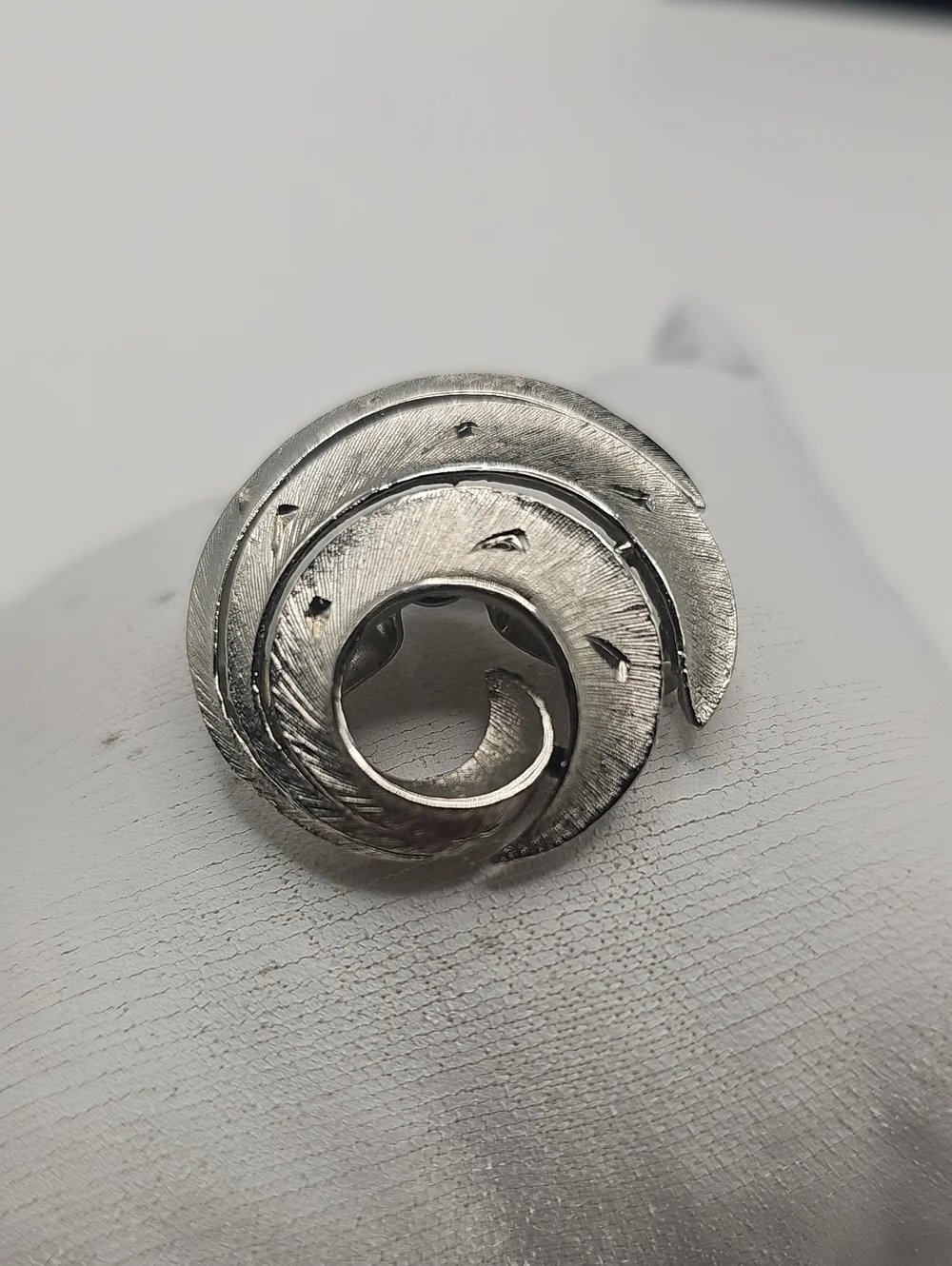 JJ Silver Tone Swirl Statement Pin Textured. Vintage.